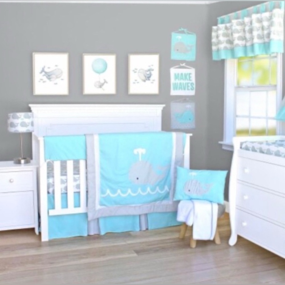 PAM GRACE Whale Baby 6 piece crib Set NIP